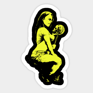 Woman and skull (yellow version) Sticker